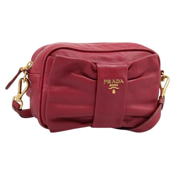 PRADA Shoulder Bag Leather Pink Auth EC644 - Picture 1 of 16